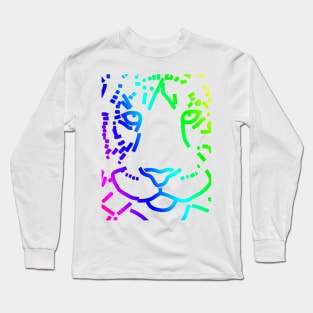 Rainbow Tiger Face Long Sleeve T-Shirt